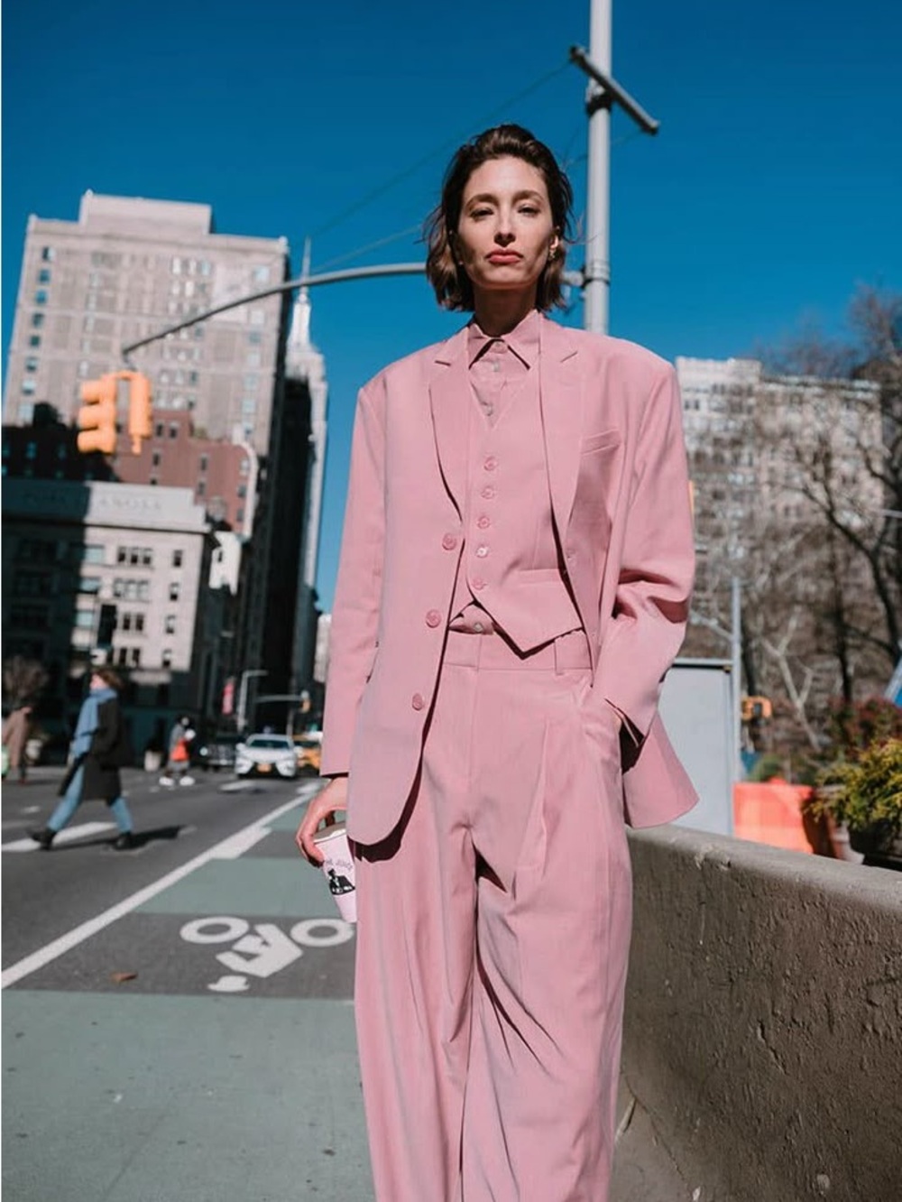NEW The Frankie Shop Dusty Rose Four-Piece Pantsuit size L